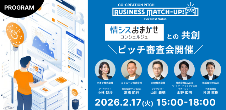 Business Match-up!情シスおまかせコンシェルジュとの共創　登壇企業５社決定！ピッチ審査会開催！