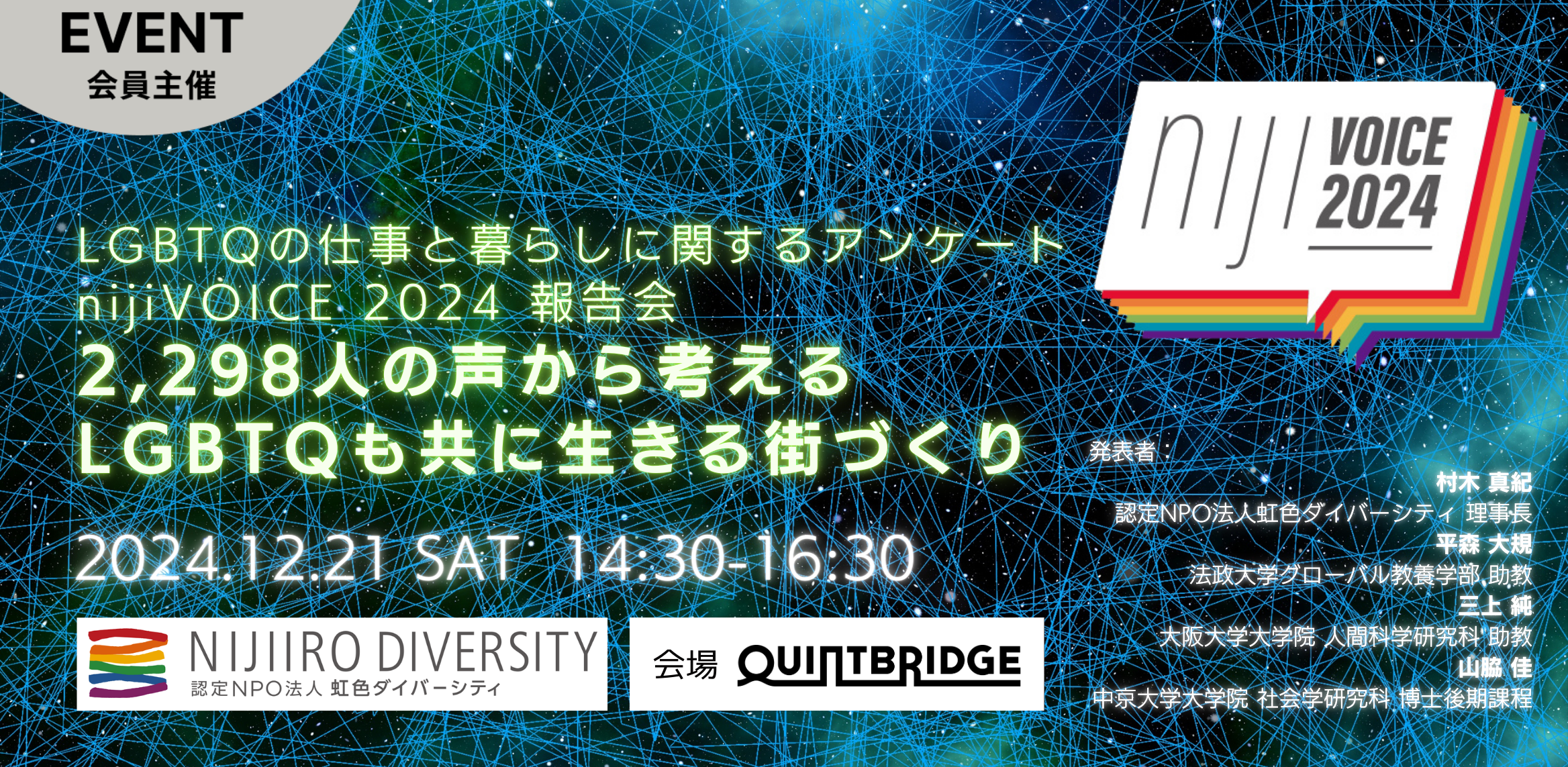 LGBTQの仕事と暮らしに関するアンケート nijiVOICE 2024 報告会 2,298人の声から考える LGBTQも共に生きる街づくり